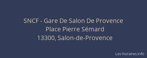 SNCF - Gare De Salon De Provence