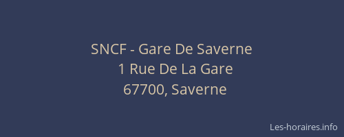SNCF - Gare De Saverne
