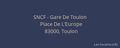 SNCF - Gare De Toulon