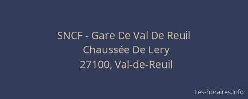 SNCF - Gare De Val De Reuil