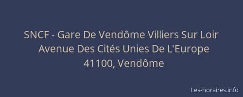 SNCF - Gare De Vend&ocirc;me Villiers Sur Loir