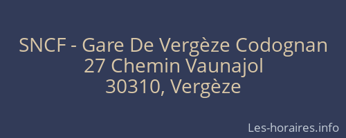 SNCF - Gare De Vergèze Codognan