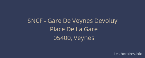 SNCF - Gare De Veynes Devoluy