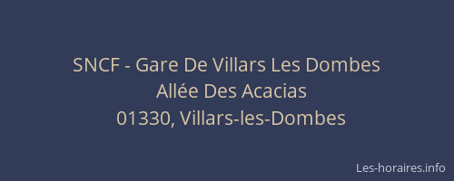SNCF - Gare De Villars Les Dombes