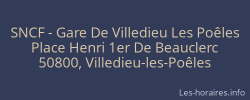 SNCF - Gare De Villedieu Les Poêles