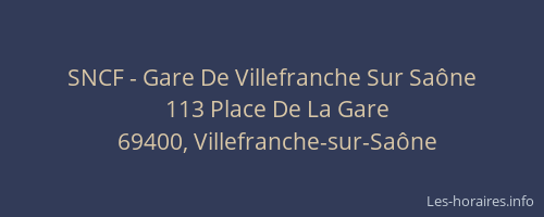 SNCF - Gare De Villefranche Sur Saône