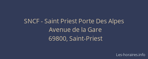 SNCF - Saint Priest Porte Des Alpes