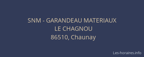SNM - GARANDEAU MATERIAUX