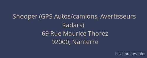 Snooper (GPS Autos/camions, Avertisseurs Radars)