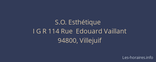 S.O. Esth&eacute;tique