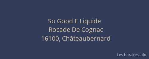 So Good E Liquide