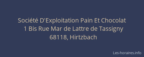 Soci&eacute;t&eacute; D'Exploitation Pain Et Chocolat