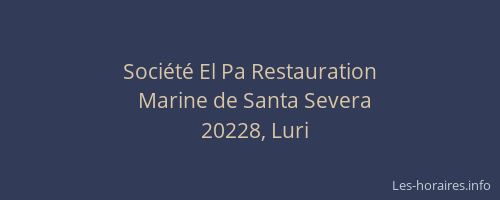 Société El Pa Restauration