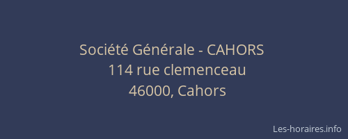 Société Générale - CAHORS 