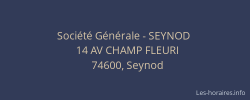Société Générale - SEYNOD 