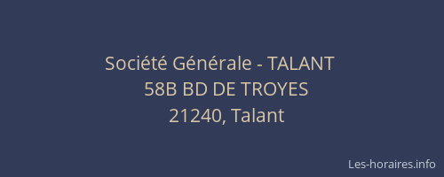Soci&eacute;t&eacute; G&eacute;n&eacute;rale - TALANT&nbsp;