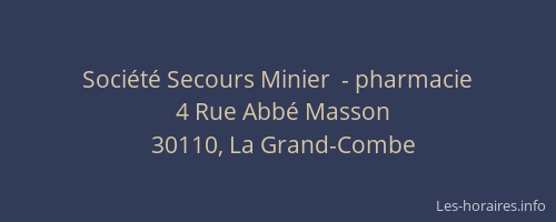 Soci&eacute;t&eacute; Secours Minier  - pharmacie