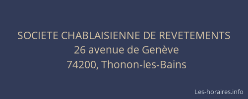 SOCIETE CHABLAISIENNE DE REVETEMENTS