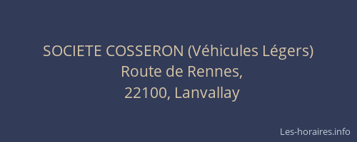 SOCIETE COSSERON (V&eacute;hicules L&eacute;gers)