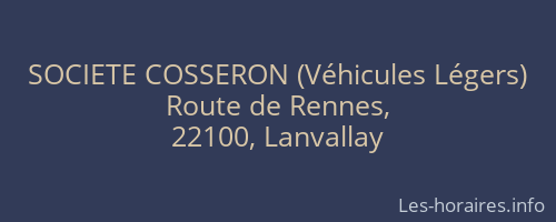 SOCIETE COSSERON (Véhicules Légers)