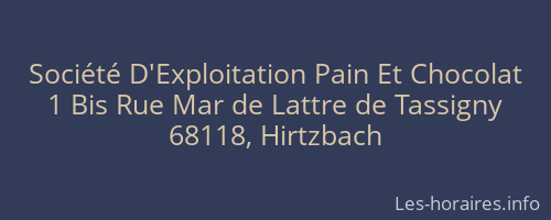 Société D'Exploitation Pain Et Chocolat