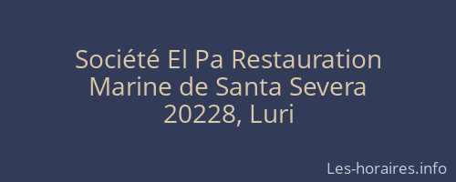 Société El Pa Restauration