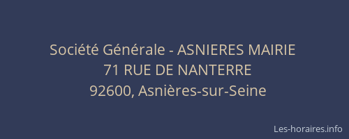 Société Générale - ASNIERES MAIRIE 