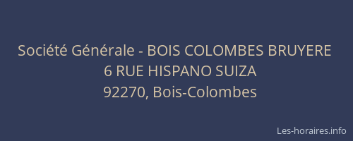 Société Générale - BOIS COLOMBES BRUYERE 