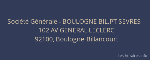 Société Générale - BOULOGNE BIL.PT SEVRES 
