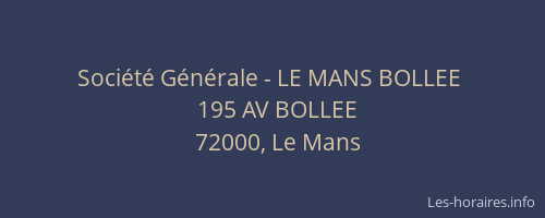 Société Générale - LE MANS BOLLEE 