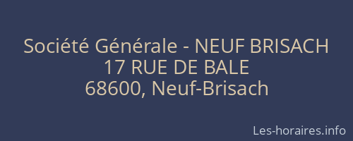 Société Générale - NEUF BRISACH 