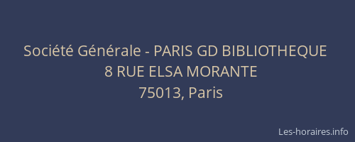 Société Générale - PARIS GD BIBLIOTHEQUE 