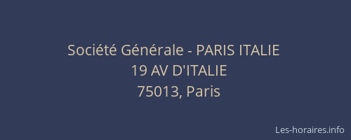 Société Générale - PARIS ITALIE 