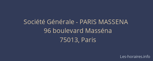 Société Générale - PARIS MASSENA 