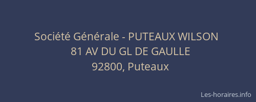 Société Générale - PUTEAUX WILSON 