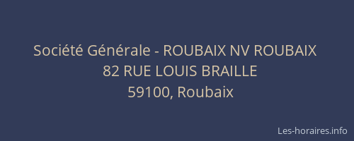 Société Générale - ROUBAIX NV ROUBAIX 