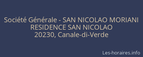 Société Générale - SAN NICOLAO MORIANI 