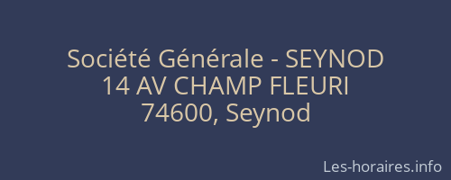 Société Générale - SEYNOD 