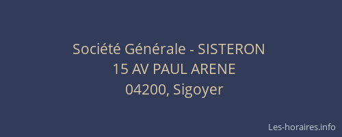 Société Générale - SISTERON 