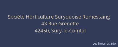 Société Horticulture Suryquoise Romestaing