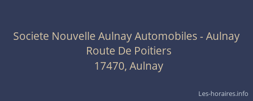 Societe Nouvelle Aulnay Automobiles - Aulnay