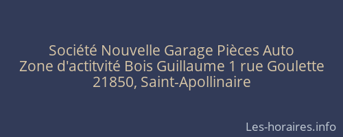 Société Nouvelle Garage Pièces Auto