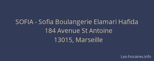 SOFIA - Sofia Boulangerie Elamari Hafida