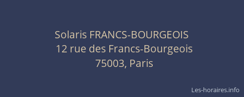 Solaris FRANCS-BOURGEOIS