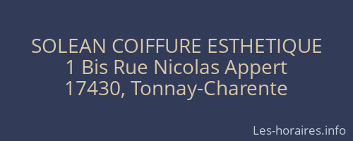 SOLEAN COIFFURE ESTHETIQUE