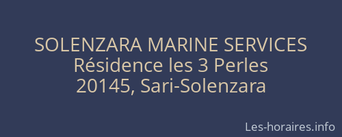SOLENZARA MARINE SERVICES