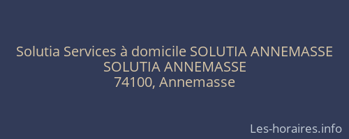 Solutia Services à domicile SOLUTIA ANNEMASSE