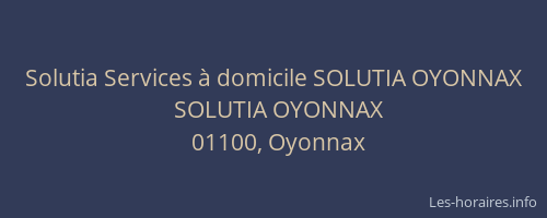 Solutia Services à domicile SOLUTIA OYONNAX