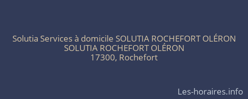Solutia Services à domicile SOLUTIA ROCHEFORT OLÉRON