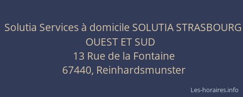 Solutia Services à domicile SOLUTIA STRASBOURG OUEST ET SUD